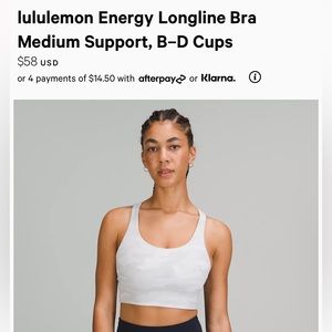 New Lululemon Energy Longline Bra